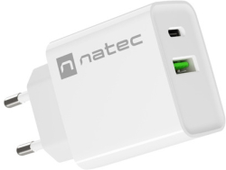 Принадлежност за смартфон Natec USB Charger Ribera 1X USB-A + 1X USB-C 20W, White