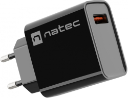 Кабел/адаптер Natec USB Charger Ribera 1X USB-A 18W, Black