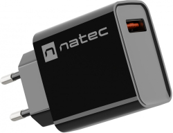 Принадлежност за смартфон Natec USB Charger Ribera 1X USB-A 18W, Black