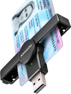 Картов четец Axagon Foldable pocket USB-A contact Smart - ID card reader.