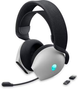 Слушалки Alienware AW720H, геймърски, безжични, с вграден микрофон, покриващи ухо, сив цвят