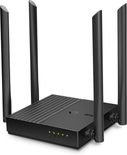 Безжичен рутер TP-Link Archer C64 AC1200, 2.4 GHz, 5 GHz, 400+867 Mbps, 1x WAN, Dual band, Черен