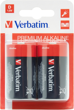 Батерия Verbatim ALKALINE BATTERY D 2 PACK (HANGCARD)