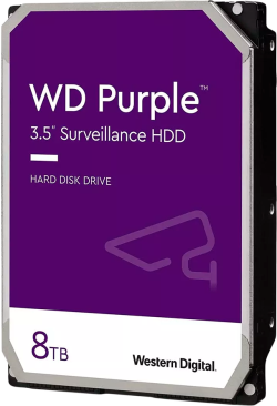 Хард диск / SSD Western Digital Purple 8TB HDD за видеонаблюдение, SATA, 5640rpm, 256MB кеш памет, 3.5"
