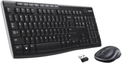 Клавиатура Logitech MK270, USB 2.0, Безжична, БДС кирилизация, комплект с мишка, Черен