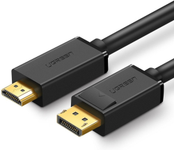 Кабел/адаптер Ugreen DP101 10202 от DisplayPort към HDMI 4K 30Hz 32AWG 2 м - черен