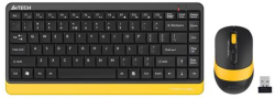 Клавиатура A4Tech Fstyler F1110, клавиатура с мишка, безжични wireless, БДС, мембранни клавиши, черен-жълт