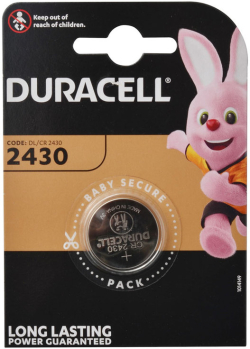 Бутонна батерия литиева DURACELL CR2430, 3V,  1 бр. в блистер, цена за 1 бр.