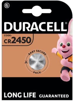 Бутонна батерия литиева DURACELL CR2450, 3V,  1 бр. в блистер, цена за 1 бр.