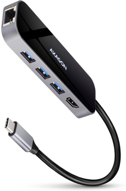 Докинг станция AXAGON HMC-6GL, 1x USB 3.2 Type-C, HDMI 4096 x 2160, 20 см кабел, LED индикатор