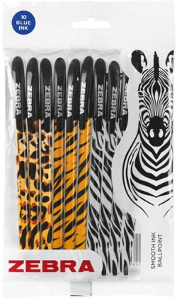 Канцеларски продукт Zebra Химикалка Doodlerz`s Animal, 1.0 mm, 10 броя, асорти