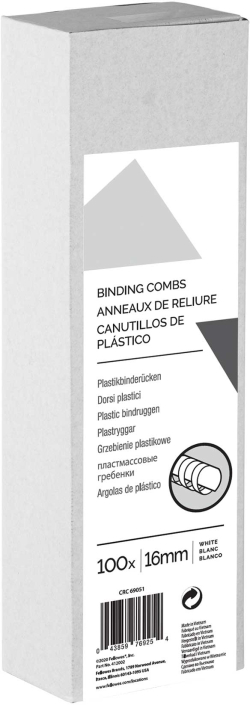Fellowes Спирали за подвързване, 16 mm, бели, 100 броя