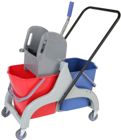 Почистващ продукт Количка за почистване, PVC, с преса, 78 х 44.5 х 91.5 cm, 2 x 23 L