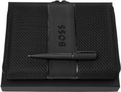 Канцеларски продукт Hugo Boss Комплект химикалка и папка Arche Iconic, А5, Черни