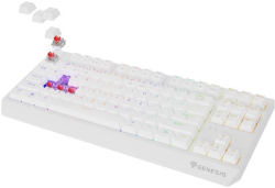 Клавиатура Геймърска Genesis Gaming Keyboard Thor 230 TKL Wireless US White RGB Mechanical Outemu Red, Бяла