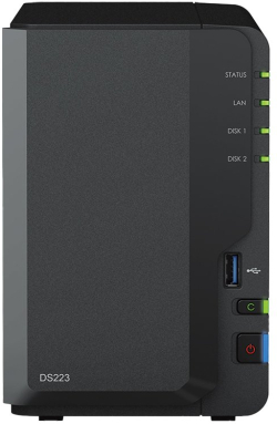 Мрежов сторидж (NAS/SAN) Synology DiskStation DS223, Tower, 2-bays 3.5'' SATA HDD/SSD, CPU 4-core 1.7 GHz