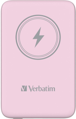 Батерия за смартфон Verbatim MCP-10PK, 10000 mAh, UBS Тype-C, 20W, Wireless Charging 15W, Розов