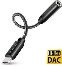 Кабел/адаптер AXAGON ADA-HC USB-C - 3.5mm (F) connector, Hi-Res DAC, Audio Adapter 32bit