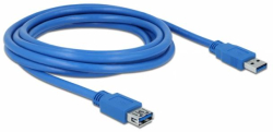 Кабел/адаптер Удължителен кабел Delock USB-A мъжко - USB-А женско, 3 м, Екраниран, Син