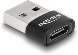 Кабел/адаптер Адаптер Delock, USB 2.0, USB Type-A мъжко - USB Type-C женско, Черен