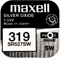 Бутонна батерия сребърна MAXELL SR527 SW 1.55V -319-  1.55V