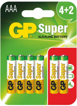 Батерия Алкална батерия GP SUPER LR03 AAA - 4+2 бр. в опаковка 1.5V GP-BA-24A21-SBV6