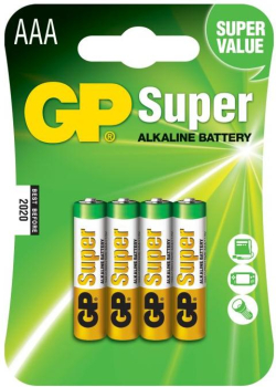 Алкална батерия GP SUPER LR03 AAA, 4 бр. в опаковка - блистер, 1.5V,GP-BA-24A21