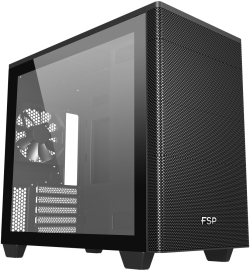 Кутия FORTRON CST360 MATX, M-ATX, 0.7mm закалено стъкло, USB3.0, Type-C, Черен