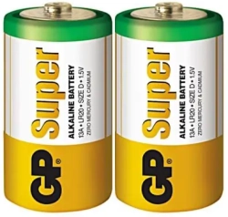 Алкална батерия GP SUPER LR20, 2 бр. в опаковка - shrink, 1.5V GP-BA-13A21-S2