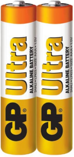 Алкална батерия GP ULTRA LR03, AAA, 2 бр. в опаковка - shrink, 1.5V, 24AU