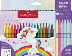 Канцеларски продукт Faber-Castell Флумастери Замък - Еднорог, 18+6 цвята