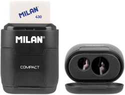 Канцеларски продукт Milan Острилка Shadow Compact, двойна, с гума, черна