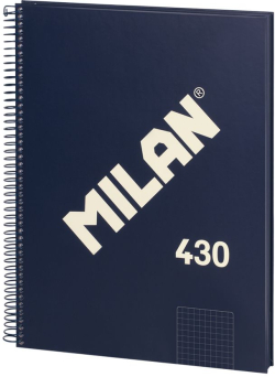Канцеларски продукт Milan Тетрадка 1918, А4, малки квадратчета, твърда корица, със спирала, 80 листа