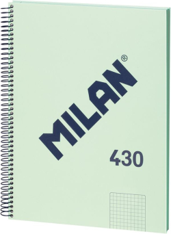Канцеларски продукт Milan Тетрадка 1918, А4, малки квадратчета, твърда корица, със спирала, 80 листа