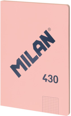 Канцеларски продукт Milan Тетрадка 1918, А4, малки квадратчета, картонена корица, 48 листа, розова