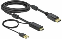 Кабел/адаптер Кабел Delock HDMI мъжко - DisplayPort USB мъжко, 4K 30 Hz, 3 м, Черен