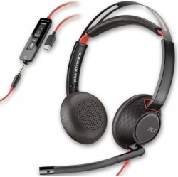 Слушалки HP Poly Blackwire 5220 стерео - 10 dB SLR, 32 ома, USB слушалка + USB-C / A адаптер; 8X231AA