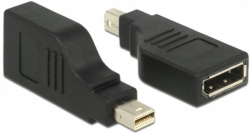 Кабел/адаптер Delock, mini DisplayPort 1.2 мъжко - DisplayPort женско, 4K, 90°, Черен