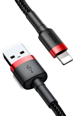 Принадлежност за смартфон Кабел Baseus Cafule USB-А към Lightning1.5A, 2м CALKLF-C19 - черен-червен