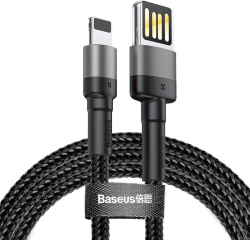 Кабел/адаптер Кабел Baseus Cafule Lightning към USB 2.4A 1m CALKLF-GG1 - сиво-черен