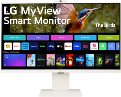 Монитор LG 32SR85U-W, 31.5" 4K UHD, IPS, Web cam, AG, 5ms, 400cd/m2, Type-C, HDMI, Бял