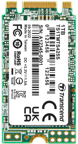 Хард диск / SSD Transcend M.2 SSD 425S, 1TB, 550 MB/s, 500 MB/s, SATA III 6Gb/s