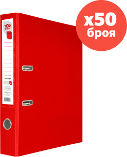 Top Office Класьор, 5 cm, PP, несглобен, червен, 50 броя