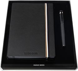 Hugo Boss Комплект тефтер и ролер Iconic, А5, черни