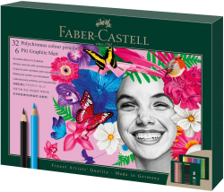 Продукт Faber-Castell Цветни моливи Polychromos, 36 цвята и чернографитни моливи, 6 бр.