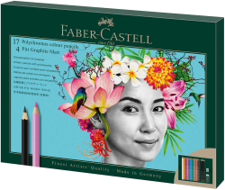 Канцеларски продукт Faber-Castell Цветни моливи Polychromos, 17 цвята и чернографитни моливи