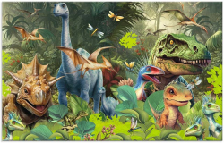 Herma Подложка за бюро Dino World, двустранна, 55 х 35 cm, на динозаври