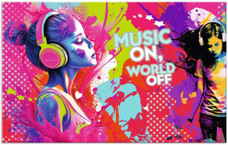 Herma Подложка за бюро Music Girl, двустранна, 55 х 35 cm, музикално момиче