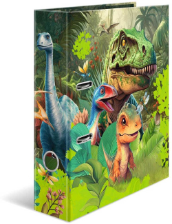 Канцеларски продукт Herma Класьор Dino World, картонен, 7 cm, на динозаври