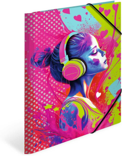 Herma Папка Music Girl, картонена, с ластик, A4, музикално момиче